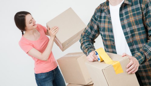 Removal van and moving equipment prepared for a Waterloo property