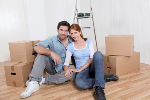 Boxes and household items being loaded for a Waterloo removal service