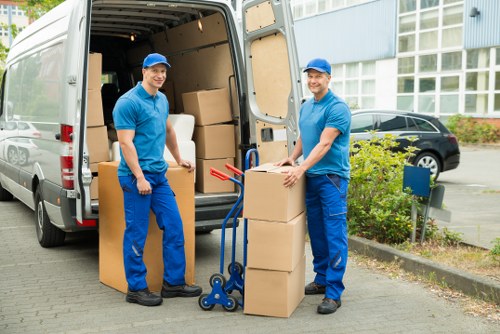 Packed boxes and furniture ready for a Waterloo home removal